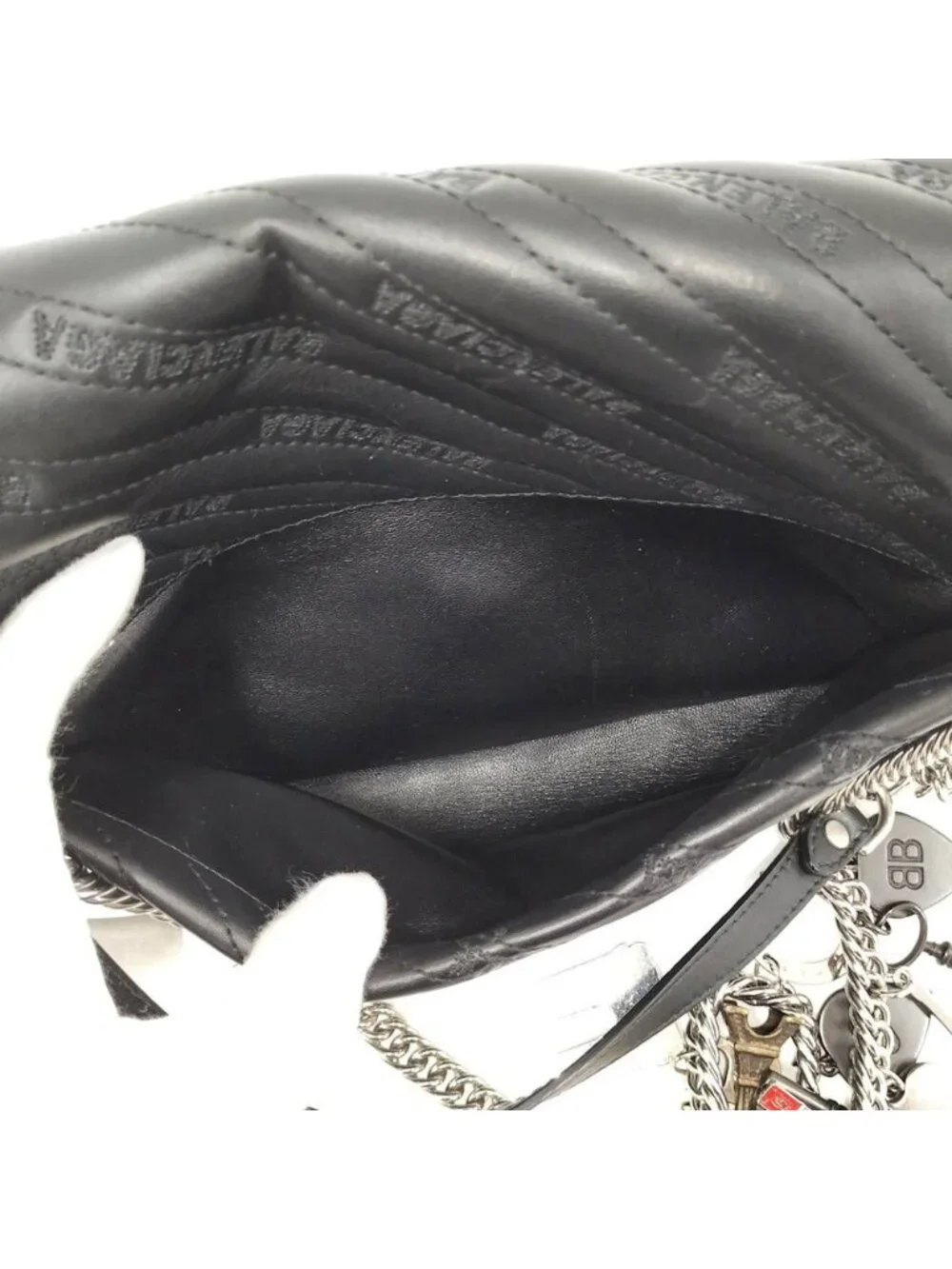 Balenciaga BB Round Chain Shoulder Bag Leather Black